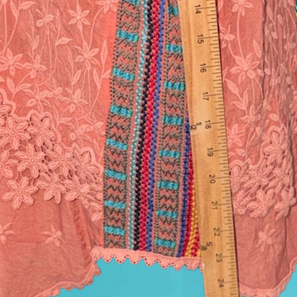 Like New Johnny Was! Orange button up sleeveless tunic embroidered sides size lg - Picture 15 of 15